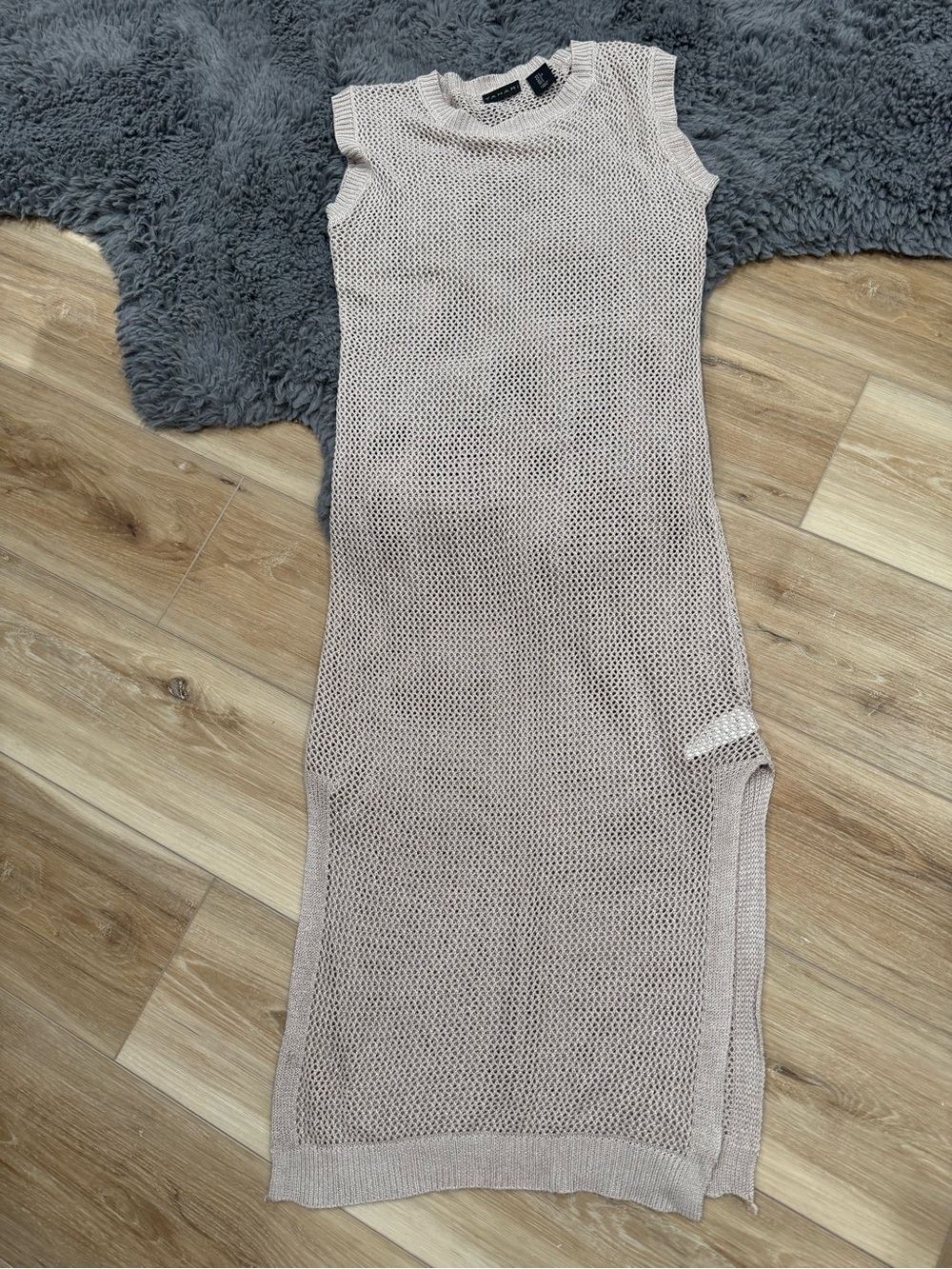 Tahari Cream Crochet Mesh Swim Coverup